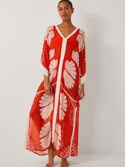 Monsoon Nara Leaf Print Kaftan - Imagem 1 de 4