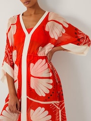 Monsoon Nara Leaf Print Kaftan - Imagem 2 de 4