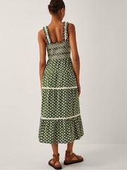 Monsoon Green Daisy Geometric Print Jersey Midi Dress - Image 3 of 4