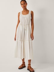 Monsoon Cream Maddi Sleeveless Embroidered Midi Dress - Image 1 of 4