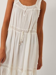 Monsoon Cream Maddi Sleeveless Embroidered Midi Dress - Image 2 of 4