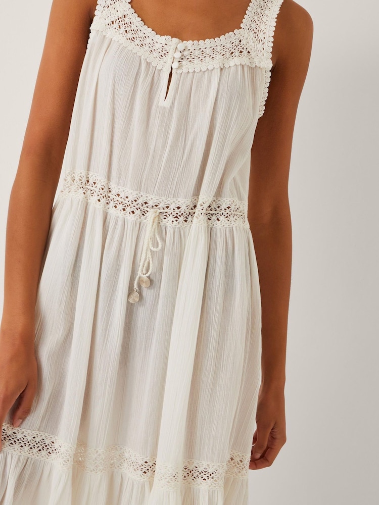 Monsoon Cream Maddi Sleeveless Embroidered Midi Dress - Image 2 of 4 Monsoon Cream Maddi Sleeveless Embroidered Midi Dress - Image 2 of 4