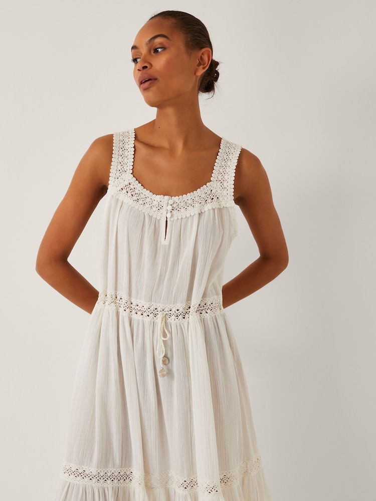 Monsoon Cream Maddi Sleeveless Embroidered Midi Dress - Image 4 of 4