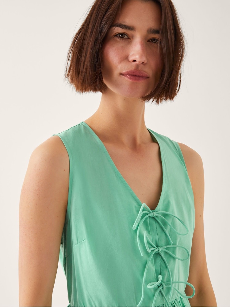 Monsoon Green Sadie Tie Broderie Midi Dress - Image 4 of 4