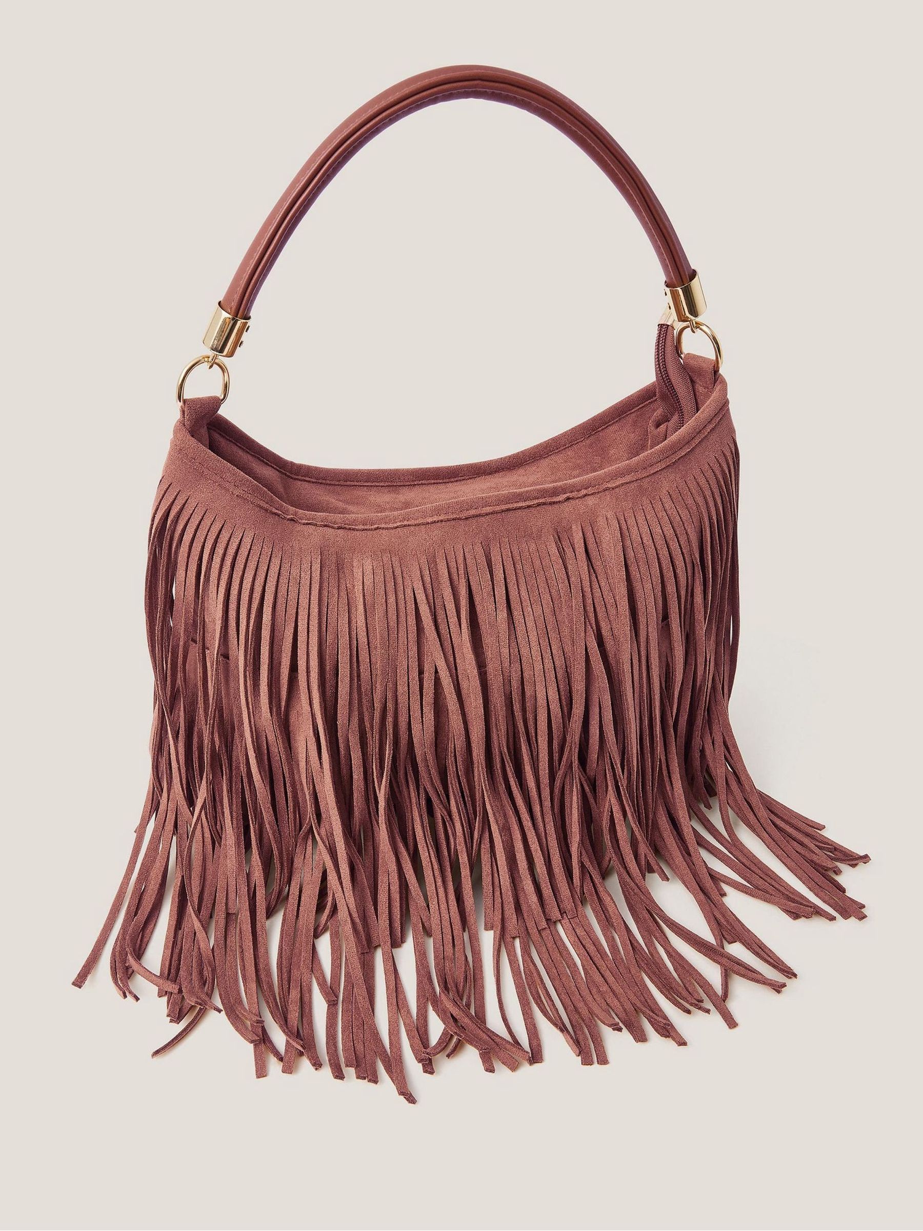 Monsoon Natural Fay Suedette Fringe Bag