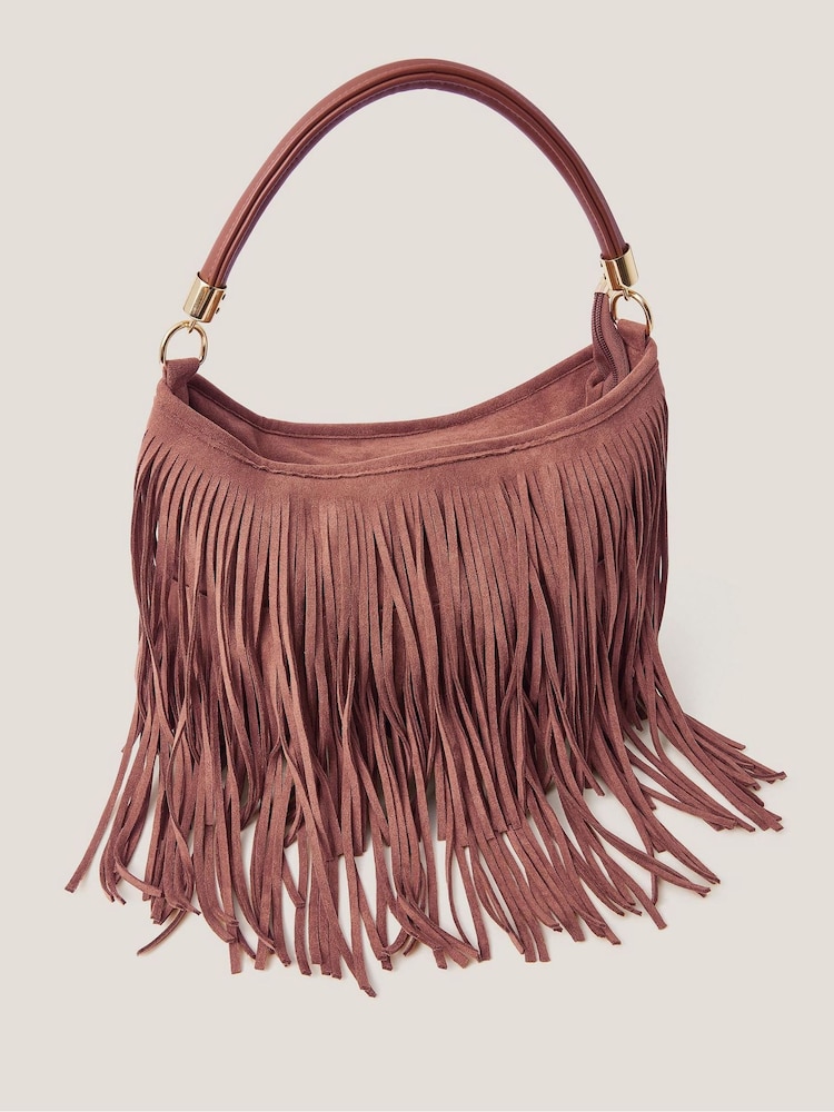 Monsoon Natural Fay Suedette Fringe Bag - Image 1 of 4