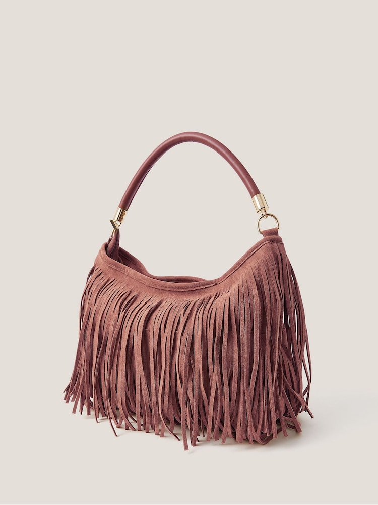Monsoon Natural Fay Suedette Fringe Bag - Image 2 of 4