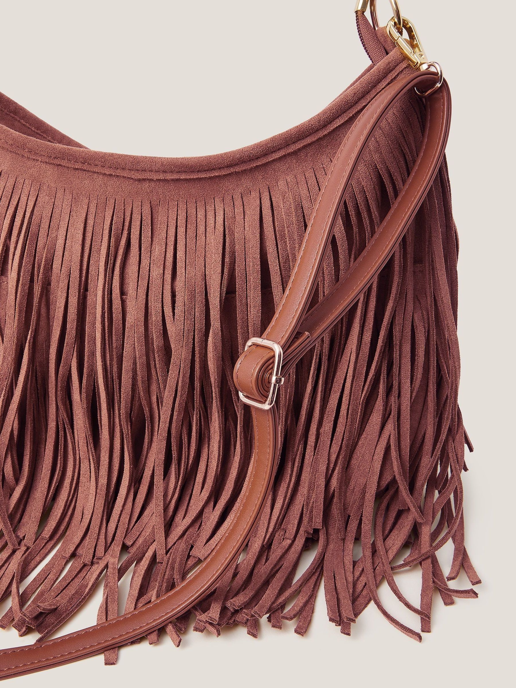 Buy Monsoon Natural Fay Suedette Fringe Bag from Next USA