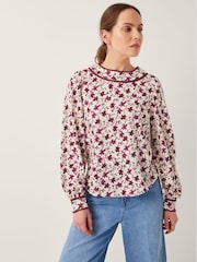 Monsoon Natural Felipa Floral Print Jersey Top - Image 1 of 5