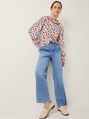 Monsoon Natural Felipa Floral Print Jersey Top - Image 3 of 5