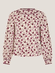 Monsoon Natural Felipa Floral Print Jersey Top - Image 5 of 5