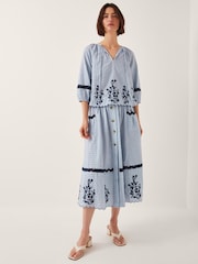 Monsoon Blue Cara Embroidered Stripe Blouse - Image 4 of 5