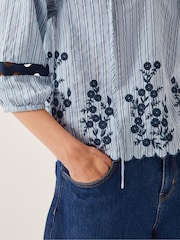 Monsoon Blue Cara Embroidered Stripe Blouse - Image 5 of 5
