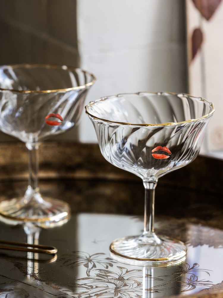Rockett St George Set of 2 Clear Marilyn Monroe Cocktail Glasses - Image 1 of 5