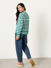 FatFace Airlie Jade Green Breton Stripe Crew Sweat - Image 2 of 5