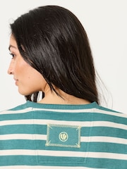 FatFace Airlie Jade Green Breton Stripe Crew Sweat - Image 3 of 5