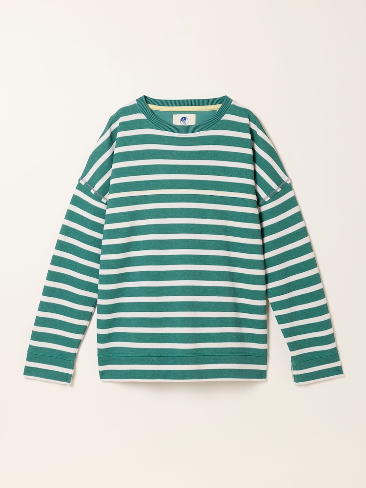 FatFace Airlie Jade Green Breton Stripe Crew Sweat - Image 5 of 5 FatFace Airlie Jade Green Breton Stripe Crew Sweat - Image 5 of 5