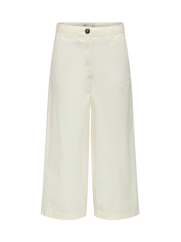 JDY White Cropped Wide Leg High Waist Trousers - Image 1 of 2