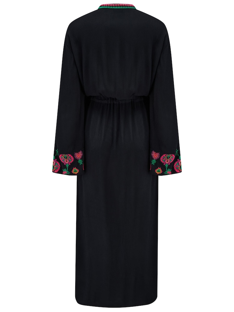 Kimono Maxi tissé Effet froissé Pour Moi brodé - Image 5 de 5