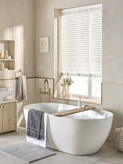 White Venetian Faux Wood Blind - Image 1 of 5
