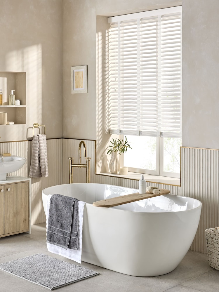 White Venetian Faux Wood Blind - Image 1 of 5