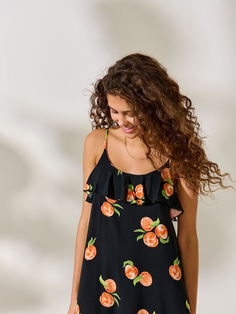 JDY Black Printed Midi Dress - Image 1 of 8