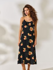 JDY Black Printed Midi Dress - Image 2 of 8