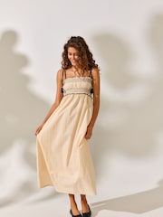 JDY Cream Sleeveless Midi Smock Dress - Image 4 of 7
