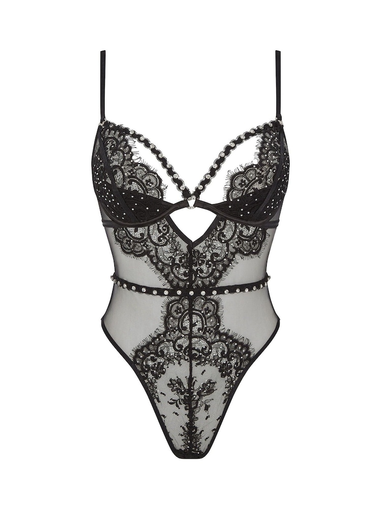 Ann Summers Black Astrid Diamante Crotchless Body - Image 4 of 4