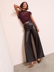 Friends Like These Burgundy Red High Neck Lace Top - Image 3 of 4