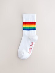 Little Bird by Jools Oliver White Bright Rainbow Stripe Tube Socks 10 Pack - Image 2 of 4