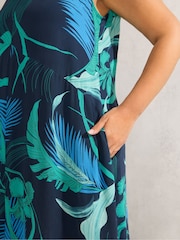 Live Unlimited Abstract Leaf Print V-Neck Maxi Swing Dress - Bild 3 von 4
