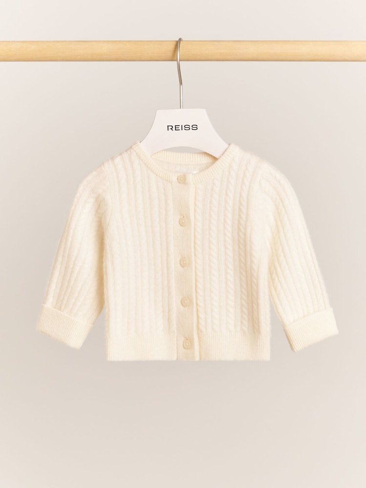 Reiss Dorian 100% Cashmere Cable-Knit Cardigan - Imagen 2 de 3