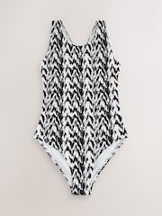 Black/Monochrome Ikat High Neck Swimsuit 2 Pack - Image 7 of 10