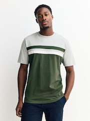Green/Navy Blue/Burgundy Red Regular Fit Colour Blocking T-Shirts 3 Pack - Image 1 of 7