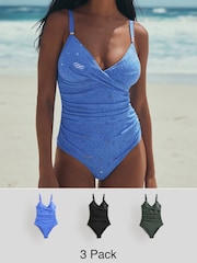 Blue Broderie/Khaki Green/Black - Figurformender Badeanzug, 3er-Pack - Bild 1 von 22