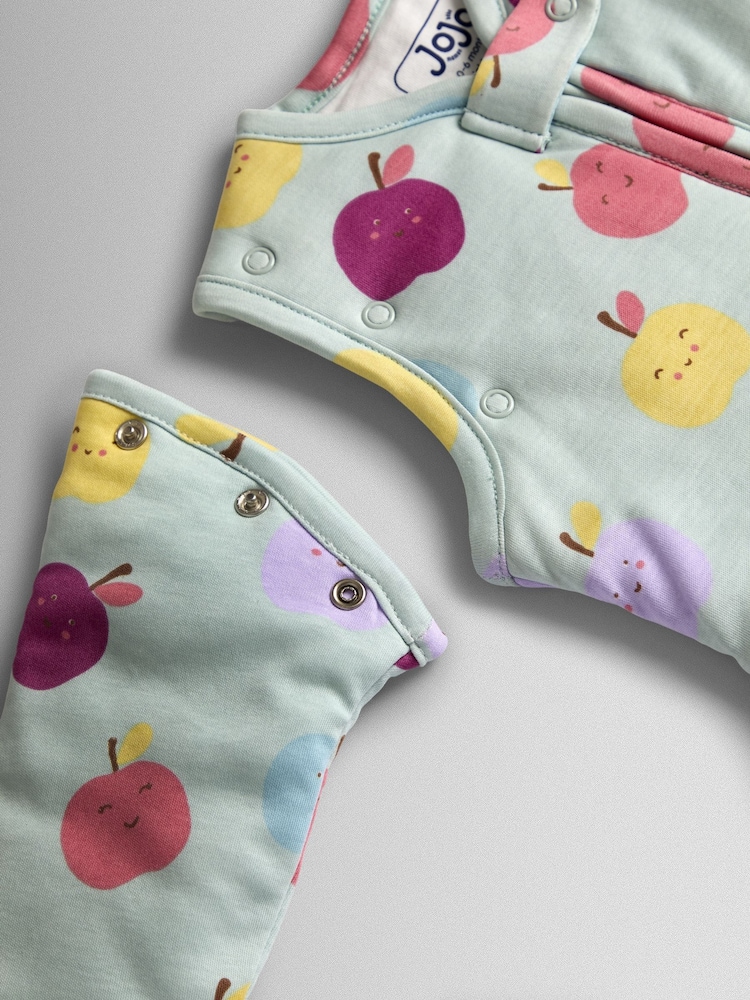 JoJo Maman Bébé Green Happy Apples 2.5 Tog Sleeved Baby Sleeping Bag - Image 3 of 3