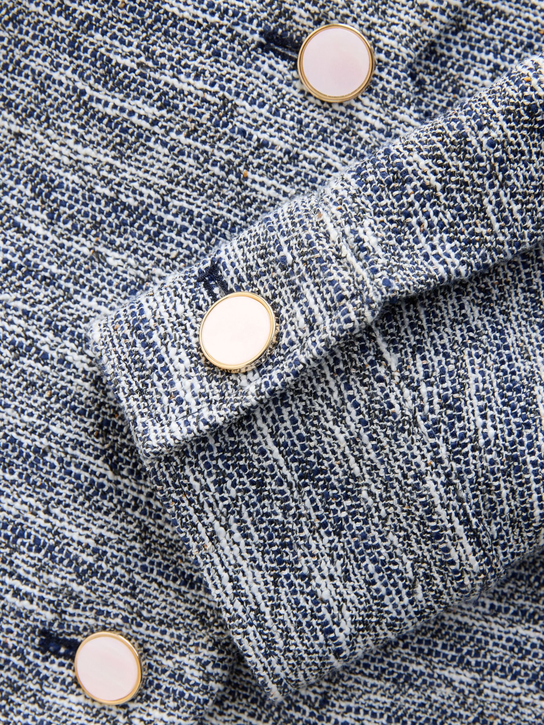 Buy Blue Marl Boucle Scallop Collarless Jacket from Next Algeria