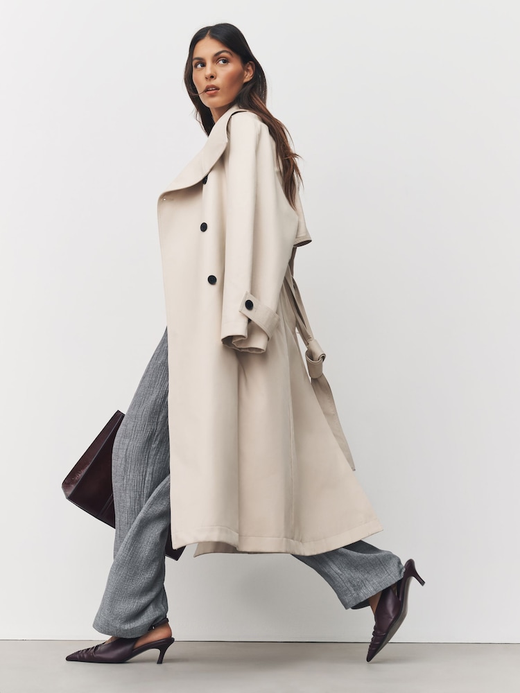 رمادي - Tie Waist Wide Leg Trousers with Wool - صورة 2 من 8 رمادي - Tie Waist Wide Leg Trousers with Wool - صورة 2 من 8