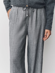 Grey Tie Waist Wide Leg Trousers with Wool - Image 5 of 8