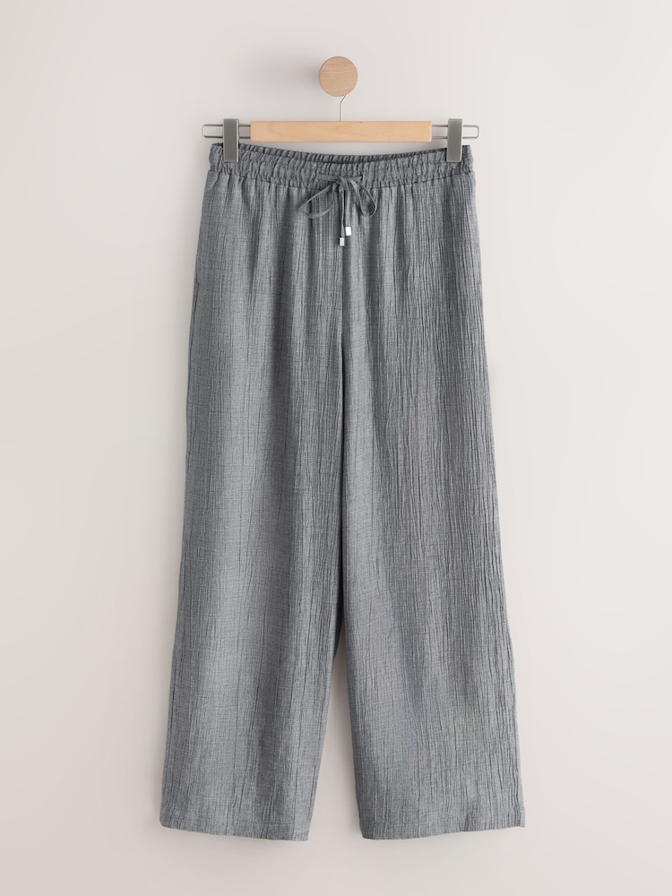 رمادي - Tie Waist Wide Leg Trousers with Wool - صورة 8 من 8 رمادي - Tie Waist Wide Leg Trousers with Wool - صورة 8 من 8