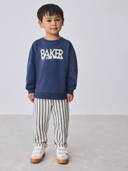 Baker by Ted Baker Navy Sweatshirt and Striped Trousers Set - Image 2 of 5