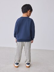 Baker by Ted Baker Navy Sweatshirt and Striped Trousers Set - Image 3 of 5