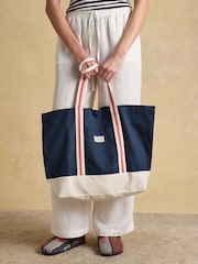 Joules Promenade Navy Canvas Tote - Image 2 of 9