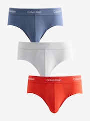 Calvin Klein Grey/red/blue Icon Cotton Stretch Briefs 3 Pack - Image 1 of 8