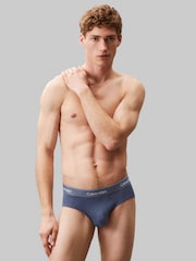 Calvin Klein Grey/red/blue Icon Cotton Stretch Briefs 3 Pack - Image 5 of 8