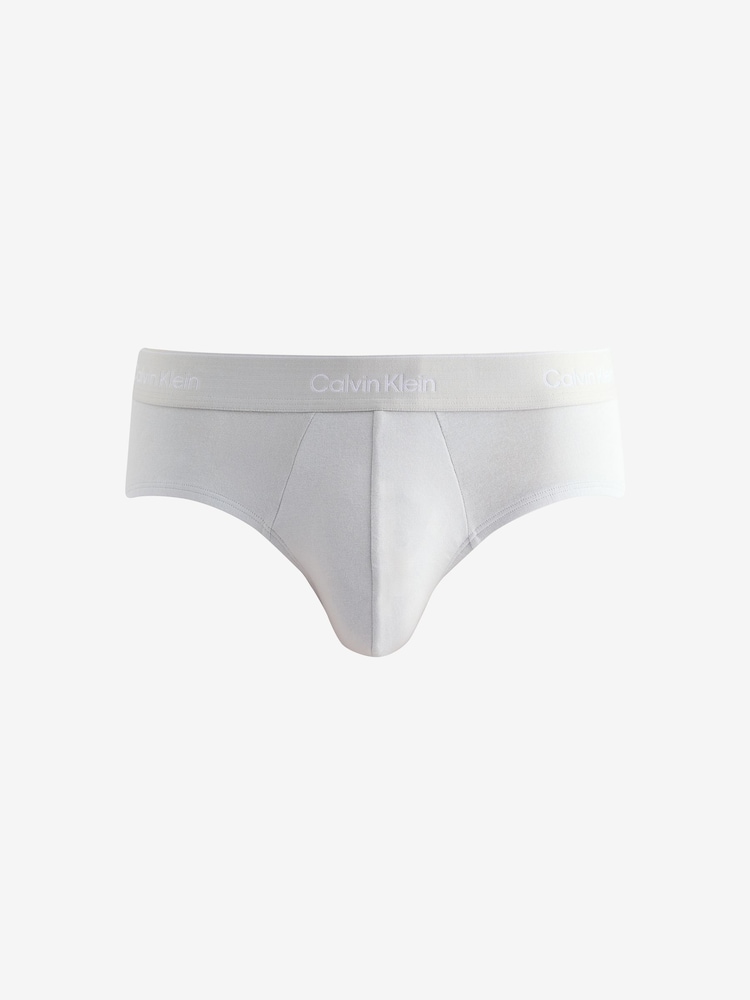 Calvin Klein Grey/red/blue Icon Cotton Stretch Briefs 3 Pack - Image 8 of 8