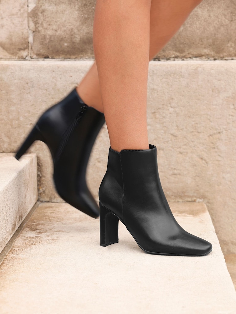 Linzi Black Dark Glance Block Heel Ankle Boots - Image 1 of 8