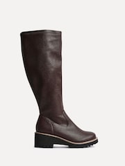 Linzi Light Brown Wide Fit Maintain Stretch High Leg Wedge Boots - Image 3 of 6