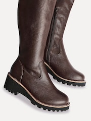 Linzi Light Brown Wide Fit Maintain Stretch High Leg Wedge Boots - Image 5 of 6